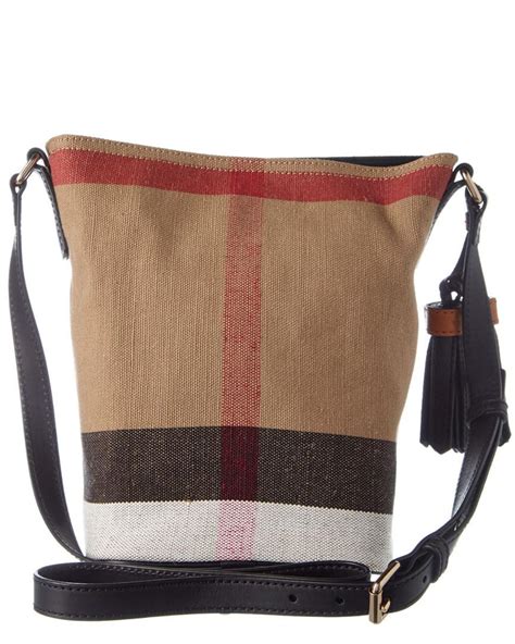 burberry small ashby in canvas check and leather|Burberry Natural Ashby Small Canvas Check & Leather Bucket Bag.